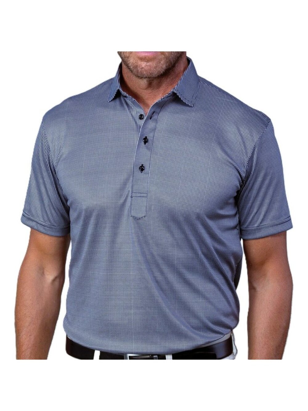 Collars & Co Performance Golf Polo Navy Houndstooth Small NWT